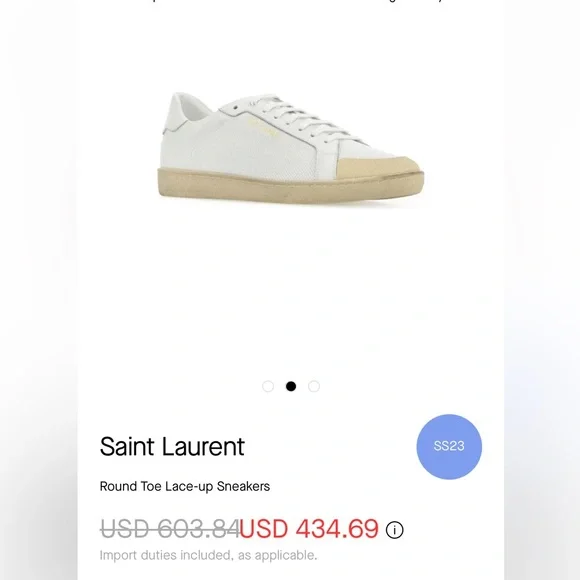 Brand New - Saint Laurent - Court Classic Low Top Sneakers - Picture 3 of 12